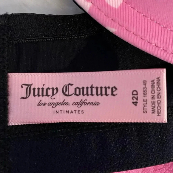 Juicy Couture  Sexy Pink Logo & Solid Black Push-up Bra 2 Piece set Size 42D - Picture 7 of 8